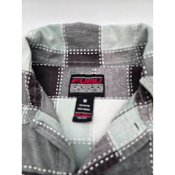 Fubu Mens 1X Long Sleeve Plaid Button-Up Shirt - Picture 2 of 8